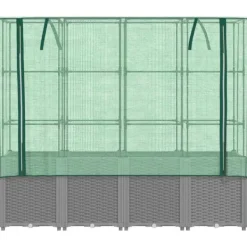 vidaXL Drivhus^højbed med drivhusovertræk 160x40x153 cm rattan-look