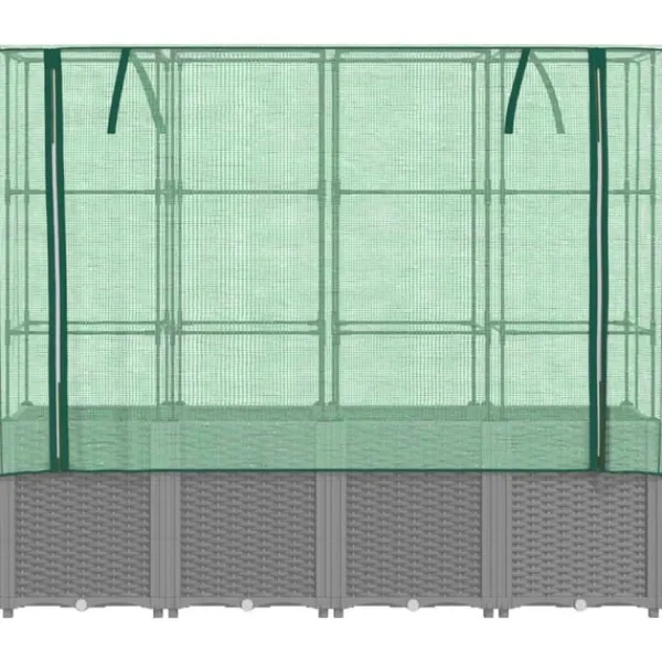 vidaXL Drivhus^højbed med drivhusovertræk 160x40x153 cm rattan-look