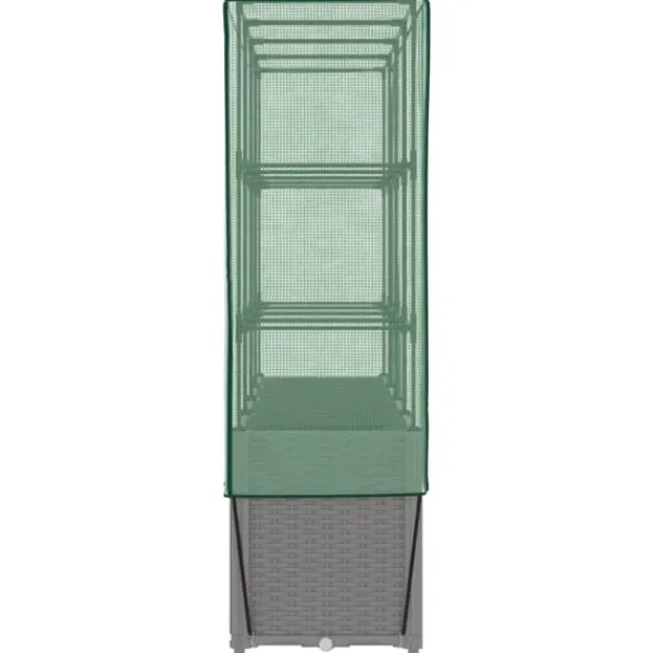 vidaXL Drivhus^højbed med drivhusovertræk 160x40x153 cm rattan-look