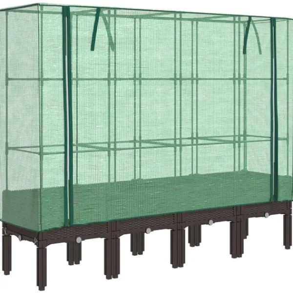 Hot højbed med drivhusovertræk 160x40x140 cm rattan-look Drivhus