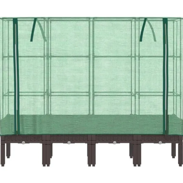 Hot højbed med drivhusovertræk 160x40x140 cm rattan-look Drivhus