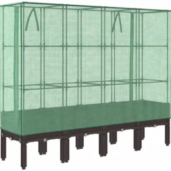 Hot højbed med drivhusovertræk 160x40x140 cm rattan-look Drivhus