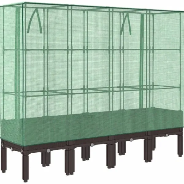 Hot højbed med drivhusovertræk 160x40x140 cm rattan-look Drivhus