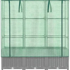 vidaXL Drivhus^højbed med drivhusovertræk 120x40x138 cm rattan-look