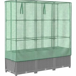 vidaXL Drivhus^højbed med drivhusovertræk 120x40x138 cm rattan-look