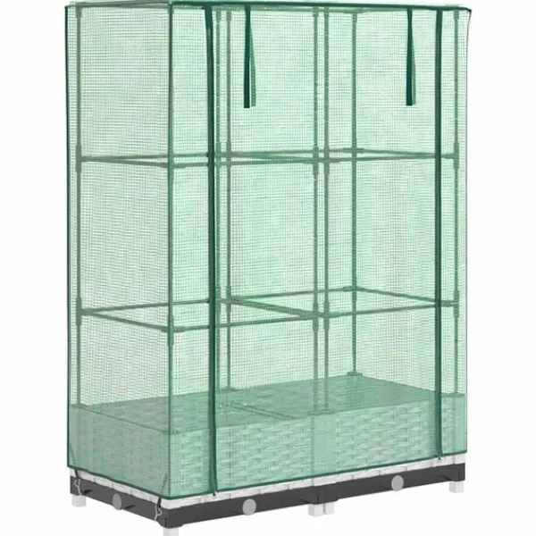 Online højbed med drivhusovertræk 80x40x123 cm rattan-look Drivhus