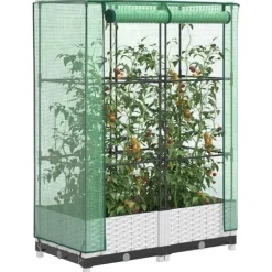 Online højbed med drivhusovertræk 80x40x123 cm rattan-look Drivhus