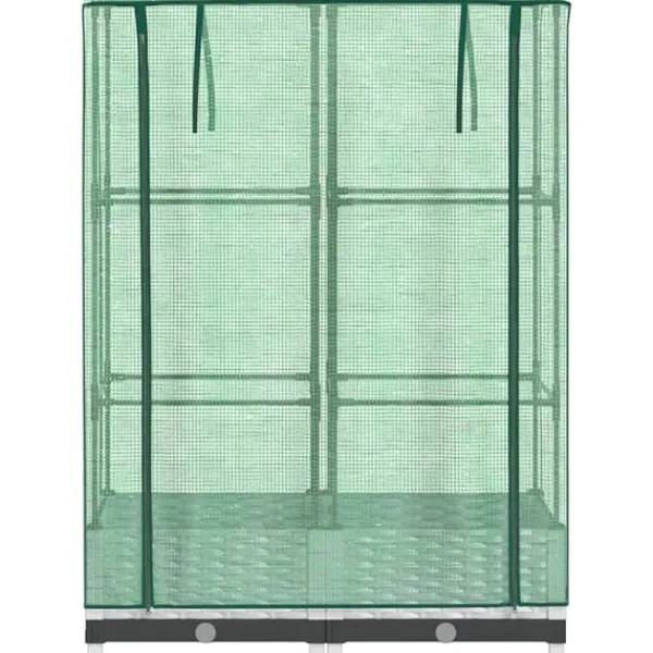 Online højbed med drivhusovertræk 80x40x123 cm rattan-look Drivhus