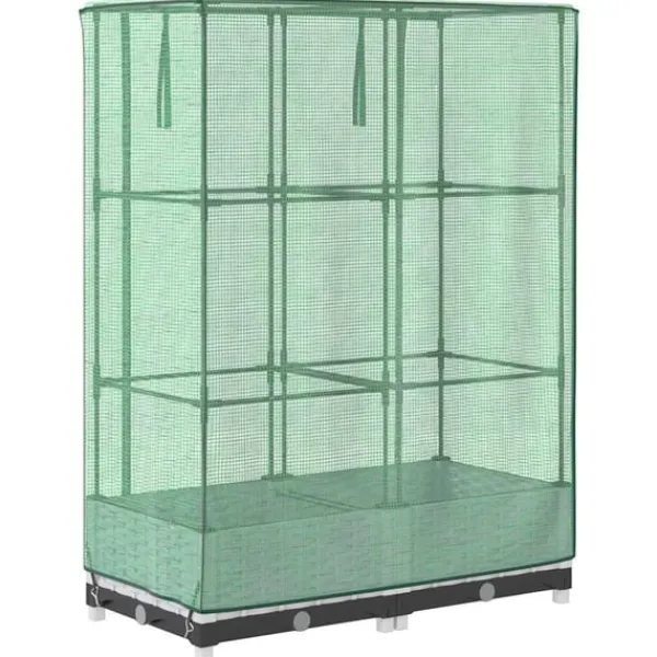 Online højbed med drivhusovertræk 80x40x123 cm rattan-look Drivhus