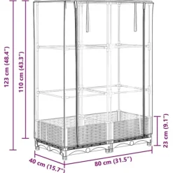 Online højbed med drivhusovertræk 80x40x123 cm rattan-look Drivhus