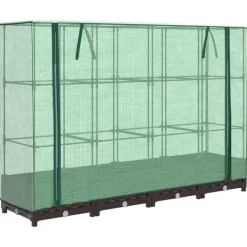 vidaXL Drivhus^højbed med drivhusovertræk 160x40x123 cm rattan-look