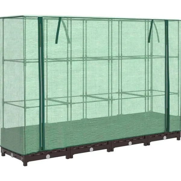 vidaXL Drivhus^højbed med drivhusovertræk 160x40x123 cm rattan-look