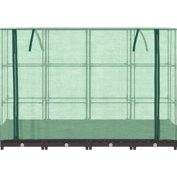 vidaXL Drivhus^højbed med drivhusovertræk 160x40x123 cm rattan-look