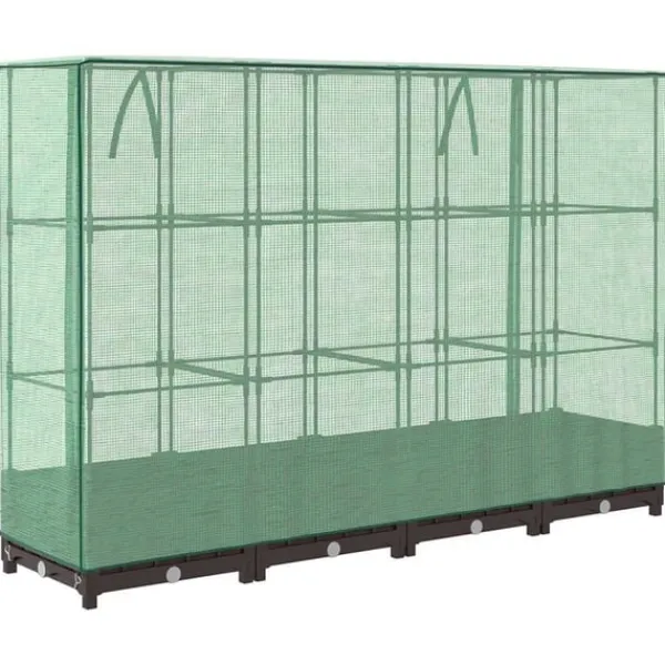 vidaXL Drivhus^højbed med drivhusovertræk 160x40x123 cm rattan-look