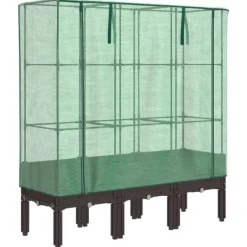 Discount højbed med drivhusovertræk 120x40x140 cm rattan-look Drivhus