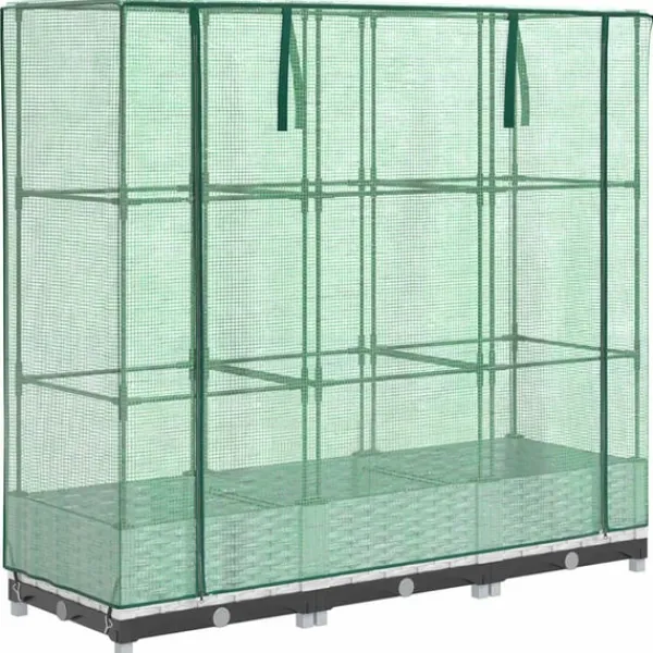 højbed med drivhusovertræk 120x40x123 cm rattan-look Drivhus