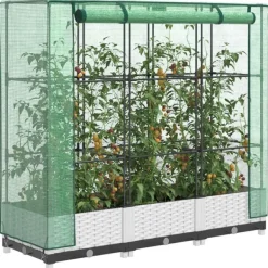 højbed med drivhusovertræk 120x40x123 cm rattan-look Drivhus