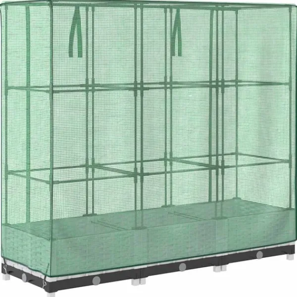 højbed med drivhusovertræk 120x40x123 cm rattan-look Drivhus
