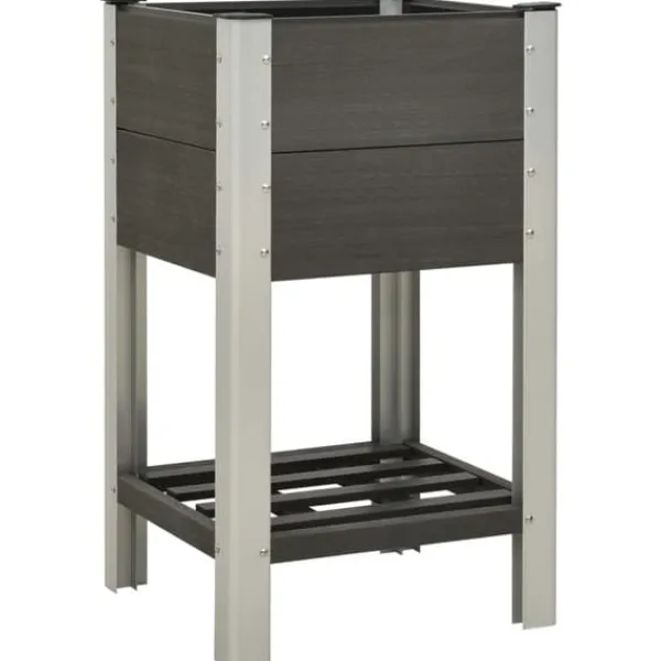 vidaXL Krukker & Plantebeholdere^højbed med hylde 50x50x90 cm WPC grå - Plantekrukker