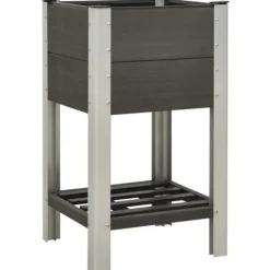 vidaXL Krukker & Plantebeholdere^højbed med hylde 50x50x90 cm WPC grå - Plantekrukker