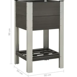 vidaXL Krukker & Plantebeholdere^højbed med hylde 50x50x90 cm WPC grå - Plantekrukker