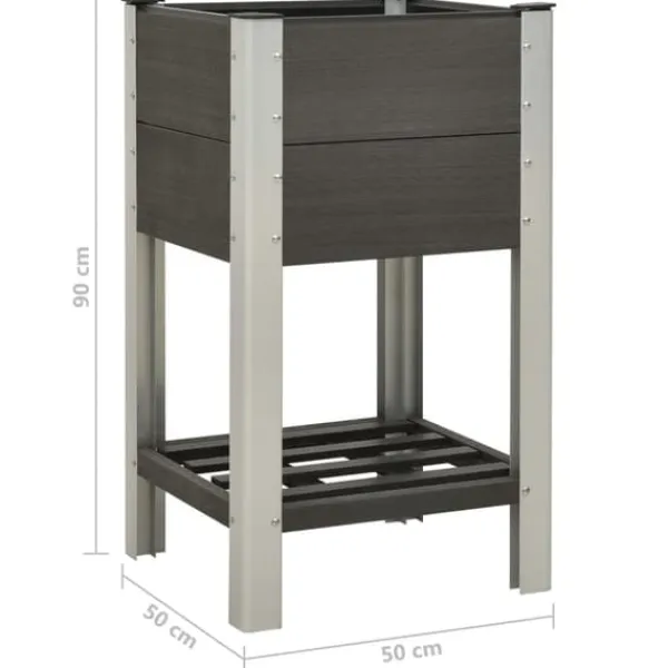 vidaXL Krukker & Plantebeholdere^højbed med hylde 50x50x90 cm WPC grå - Plantekrukker