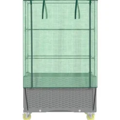 Clearance højbed med overtræk og hjul 80x50x182 cm rattan-look Drivhus