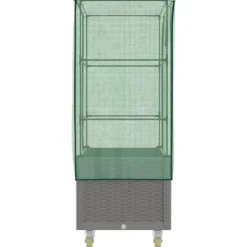 Clearance højbed med overtræk og hjul 80x50x182 cm rattan-look Drivhus