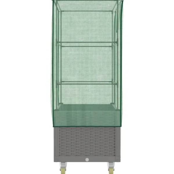 Clearance højbed med overtræk og hjul 80x50x182 cm rattan-look Drivhus