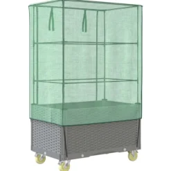 Clearance højbed med overtræk og hjul 80x50x182 cm rattan-look Drivhus
