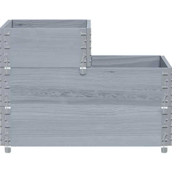 Outlet højbed 120x80 cm 3 niveauer massivt fyrretræ grå Plantningsbænke