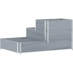 Outlet højbed 120x80 cm 3 niveauer massivt fyrretræ grå Plantningsbænke