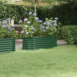 vidaXL Krukker & Plantebeholdere^højbed 114x40x36 cm pulverlakeret stål grøn - Plantekrukker