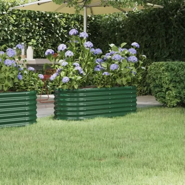 vidaXL Krukker & Plantebeholdere^højbed 114x40x36 cm pulverlakeret stål grøn - Plantekrukker