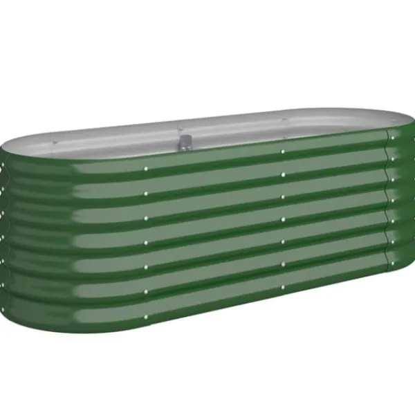 vidaXL Krukker & Plantebeholdere^højbed 114x40x36 cm pulverlakeret stål grøn - Plantekrukker