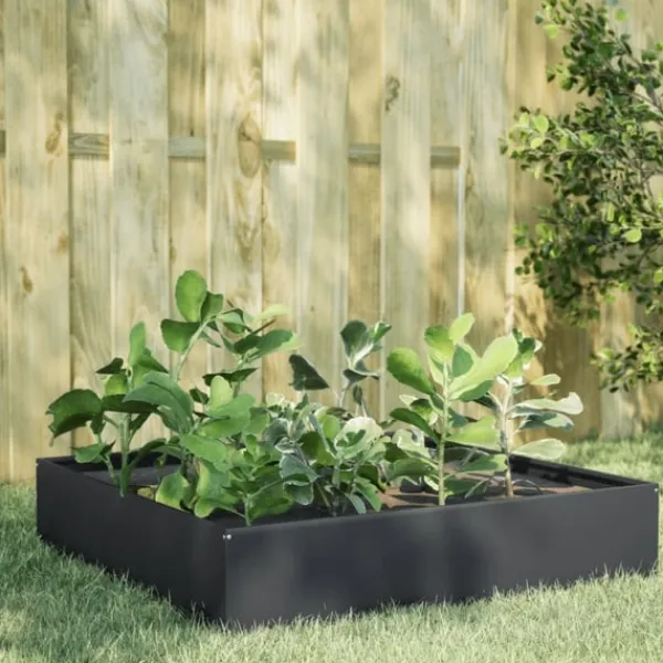 vidaXL Plantningsbænke^højbed 100x100x33,5 cm stål antracitgrå
