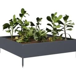 vidaXL Plantningsbænke^højbed 100x100x33,5 cm stål antracitgrå