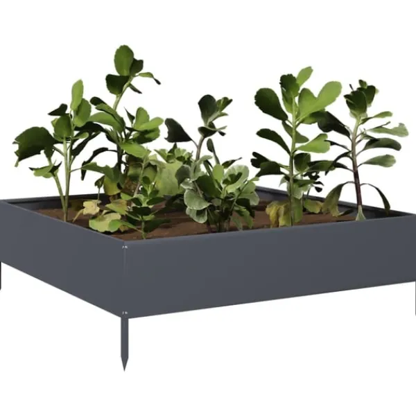 vidaXL Plantningsbænke^højbed 100x100x33,5 cm stål antracitgrå