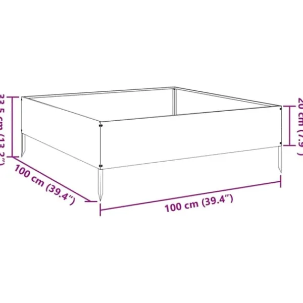 vidaXL Plantningsbænke^højbed 100x100x33,5 cm stål antracitgrå