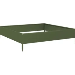 vidaXL Plantningsbænke^højbed 100x100x26 cm stål olivengrøn