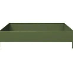 vidaXL Plantningsbænke^højbed 100x100x26 cm stål olivengrøn