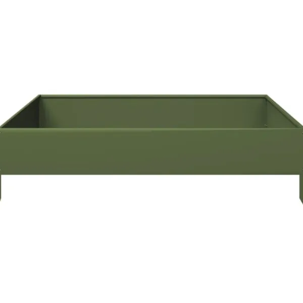vidaXL Plantningsbænke^højbed 100x100x26 cm stål olivengrøn