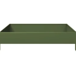 vidaXL Plantningsbænke^højbed 100x100x26 cm stål olivengrøn