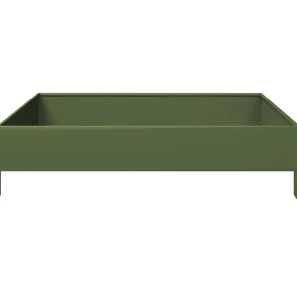 vidaXL Plantningsbænke^højbed 100x100x26 cm stål olivengrøn