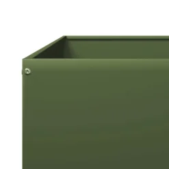 vidaXL Plantningsbænke^højbed 100x100x26 cm stål olivengrøn