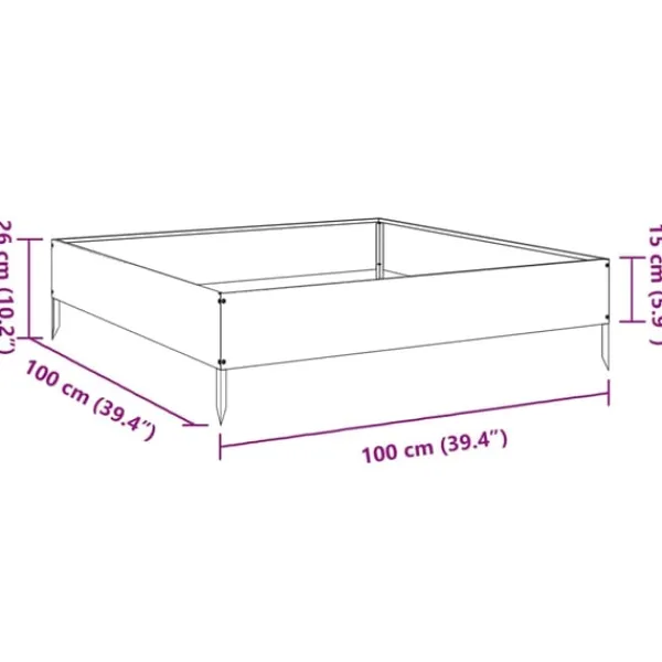 vidaXL Plantningsbænke^højbed 100x100x26 cm stål olivengrøn