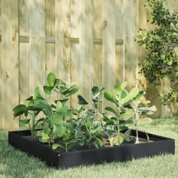 New højbed 100x100x26 cm stål sort Plantningsbænke