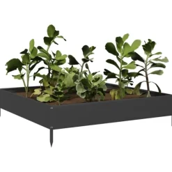 New højbed 100x100x26 cm stål sort Plantningsbænke