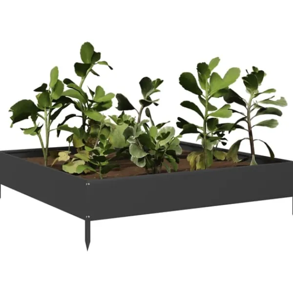 New højbed 100x100x26 cm stål sort Plantningsbænke
