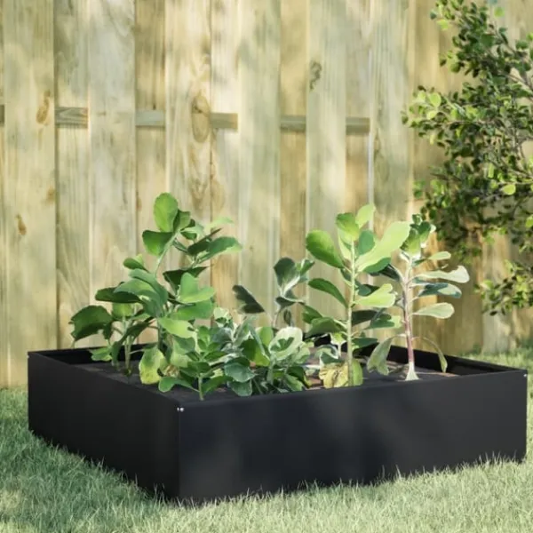 New højbed 100x100x25 cm stål sort Plantningsbænke